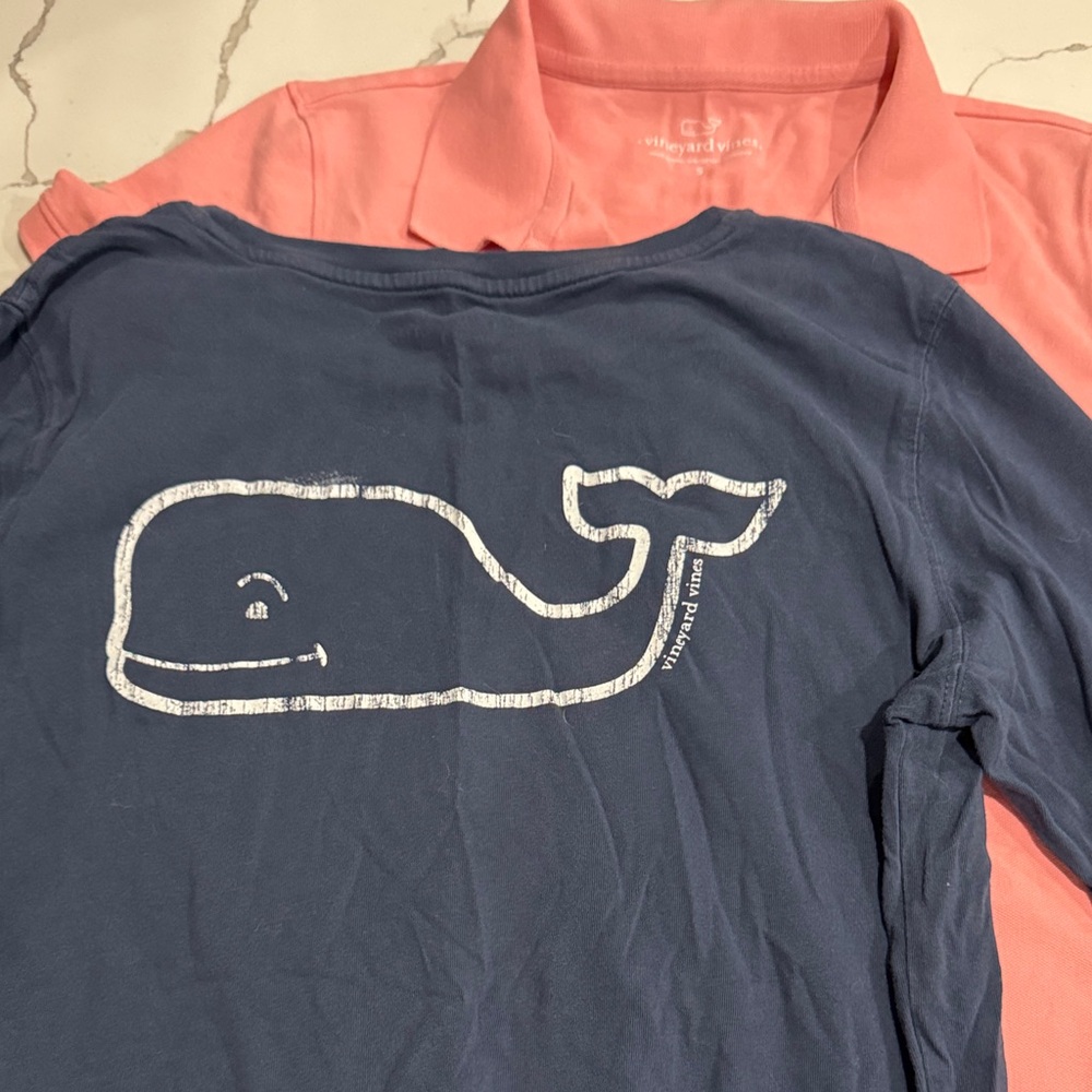 Vineyard Vines Coral Polo and Dark Blue Long Sleeve womens - Picture 3 of 4
